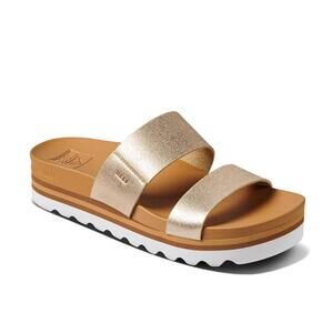 Reef Women's Cushion Vista Hi Champagne‎ Platforms Wedges Sandals Beige Size 10